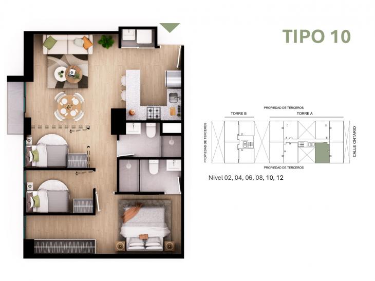 Plano del modelo Tipo 10 del proyecto Orquídeas en Chorrillos