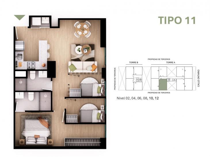 Plano del modelo Tipo 11 del proyecto Orquídeas en Chorrillos