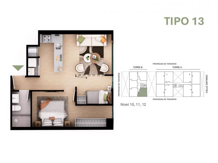 Plano del modelo Tipo 13 del proyecto Orquídeas en Chorrillos