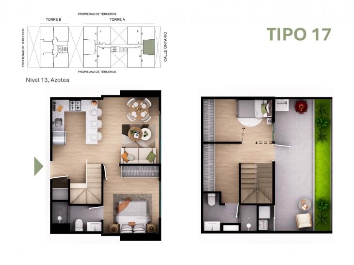 Plano del modelo Tipo 17 del proyecto Orquídeas en Chorrillos