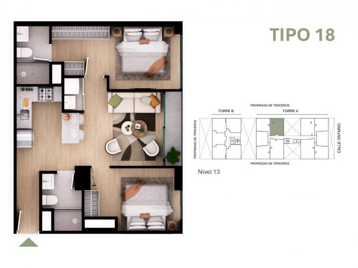 Plano del modelo Tipo 18 del proyecto Orquídeas en Chorrillos
