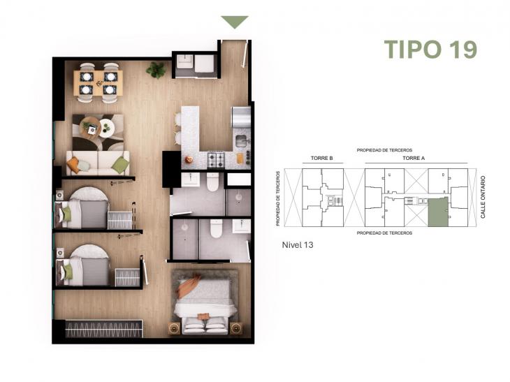 Plano del modelo Tipo 19 del proyecto Orquídeas en Chorrillos