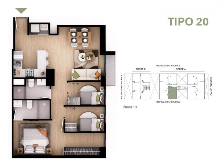 Plano del modelo Tipo 20 del proyecto Orquídeas en Chorrillos