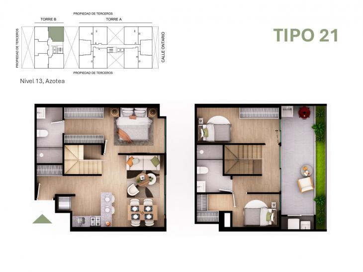 Plano del modelo Tipo 21 del proyecto Orquídeas en Chorrillos