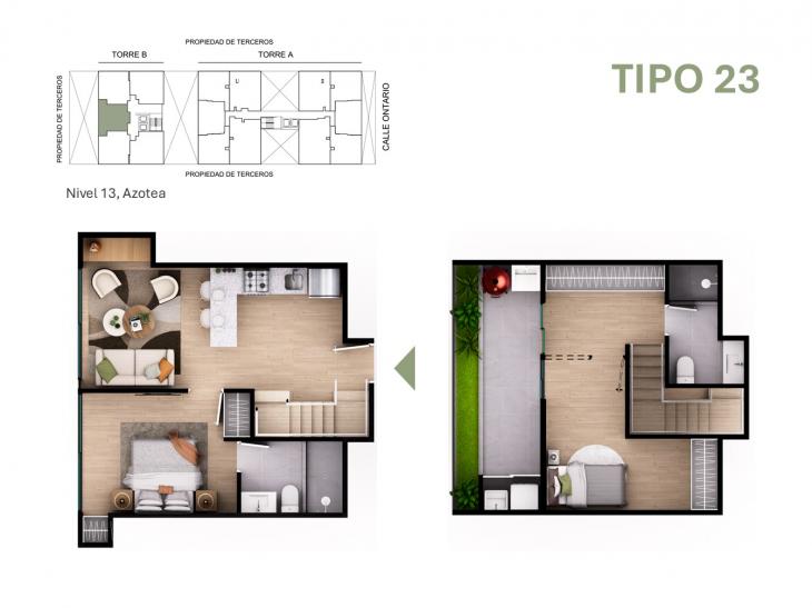 Plano del modelo Tipo 23 del proyecto Orquídeas en Chorrillos