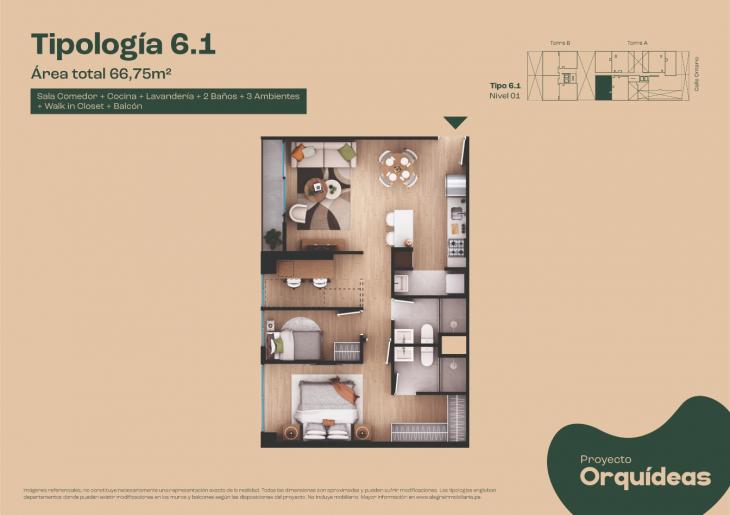 Plano del modelo Tipo 6 del proyecto Orquídeas en Chorrillos