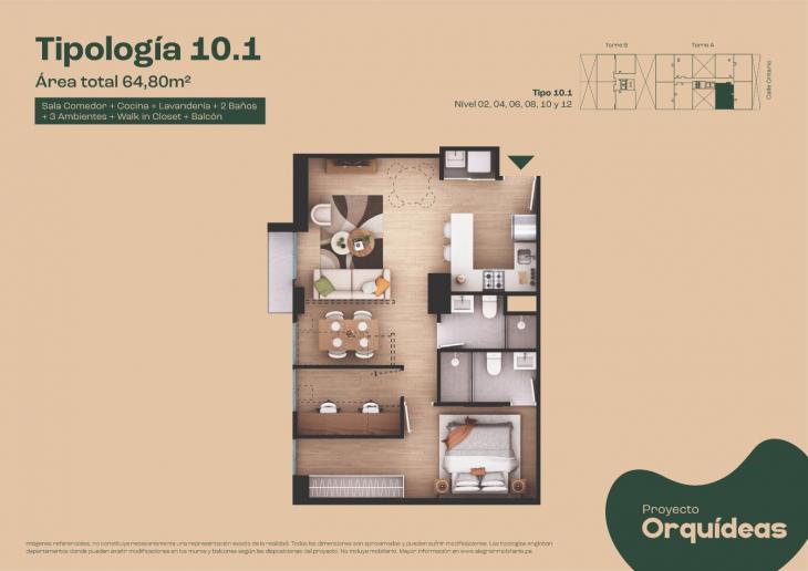 Plano del modelo Tipo 10 del proyecto Orquídeas en Chorrillos