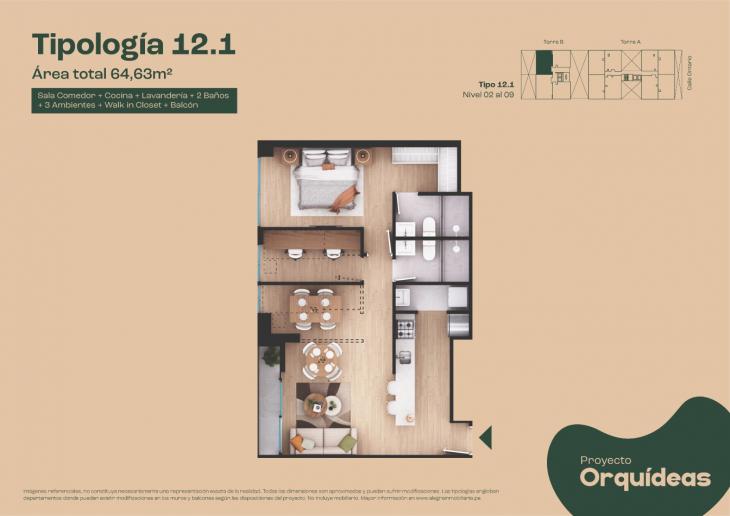 Plano del modelo Tipo 12 del proyecto Orquídeas en Chorrillos