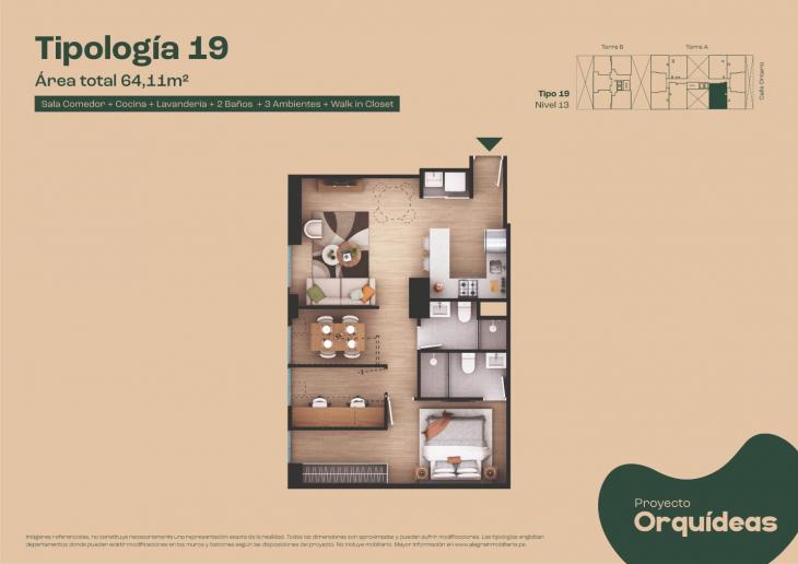 Plano del modelo Tipo 19 del proyecto Orquídeas en Chorrillos