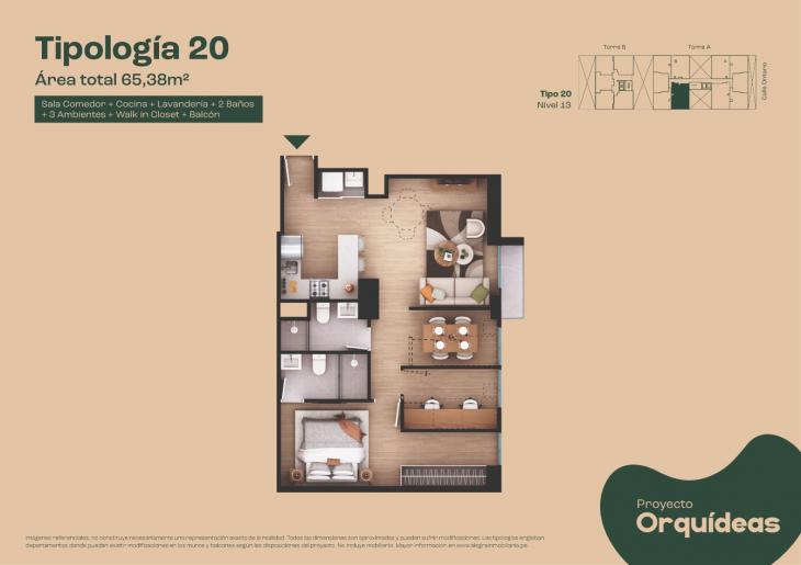Plano del modelo Tipo 20 del proyecto Orquídeas en Chorrillos