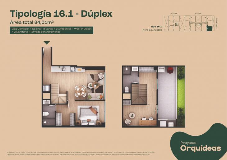Plano del modelo Tipo 16 del proyecto Orquídeas en Chorrillos