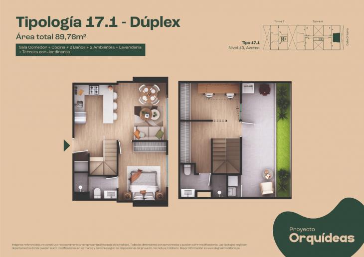 Plano del modelo Tipo 17 del proyecto Orquídeas en Chorrillos