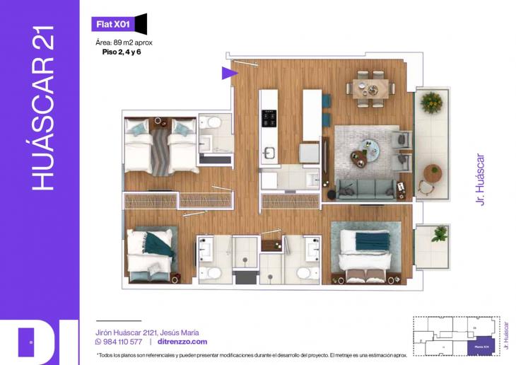 Plano del modelo X01 del proyecto Huáscar 21 en Jesus Maria