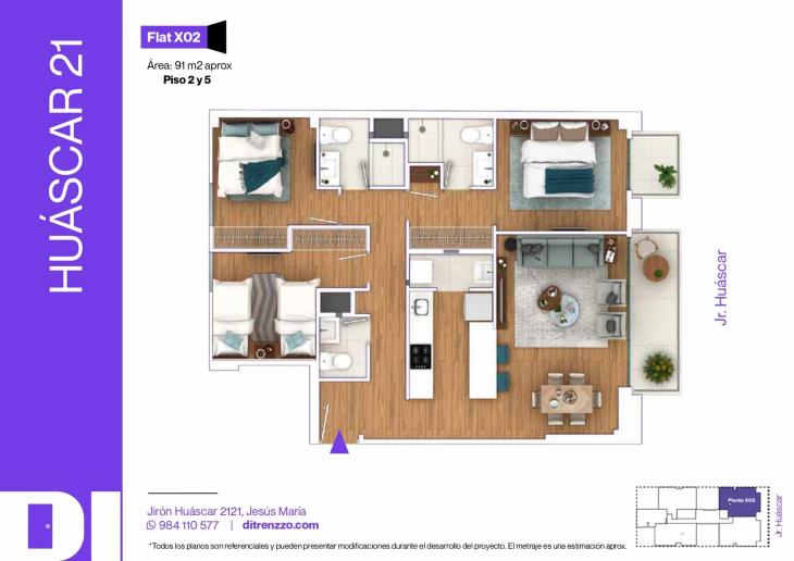Plano del modelo X02 del proyecto Huáscar 21 en Jesus Maria