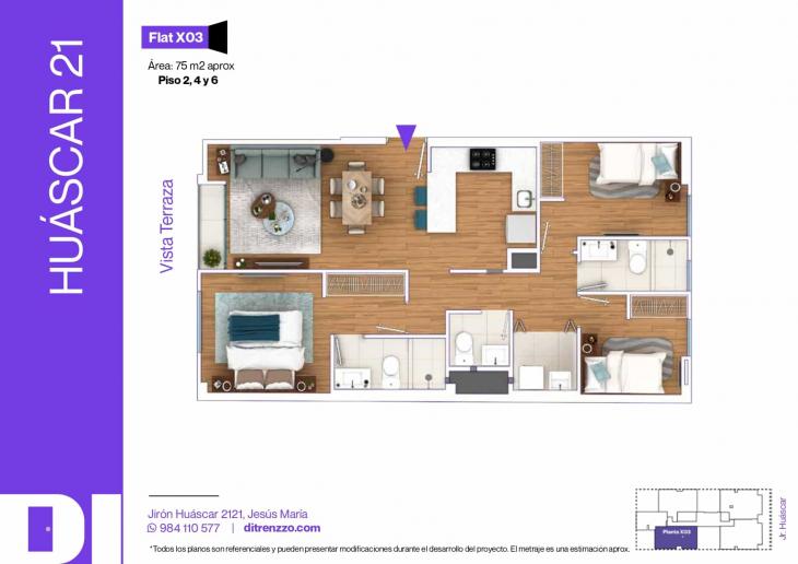 Plano del modelo X03 del proyecto Huáscar 21 en Jesus Maria