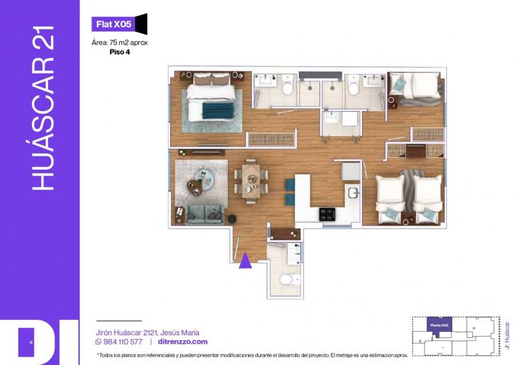 Plano del modelo X05 del proyecto Huáscar 21 en Jesus Maria