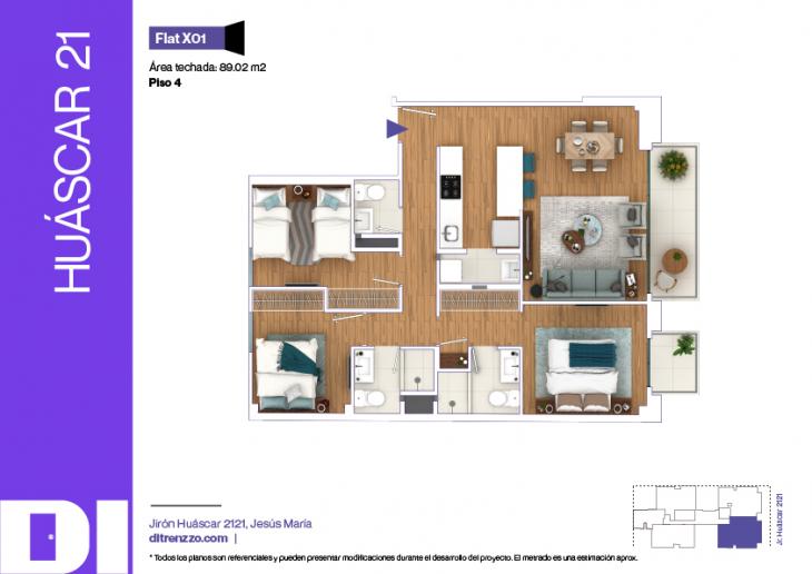 Plano del modelo X01 del proyecto Huáscar 21 en Jesus Maria