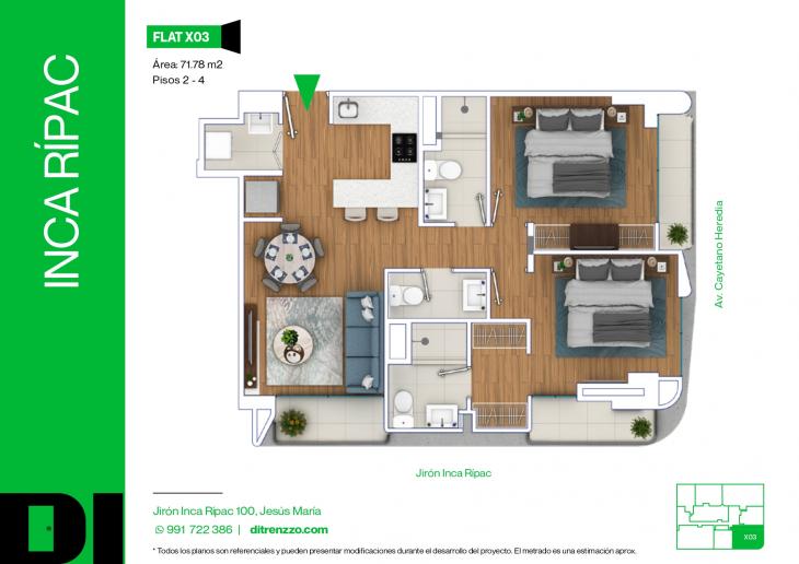 Plano del modelo X03 del proyecto INCA RÍPAC en Jesus Maria