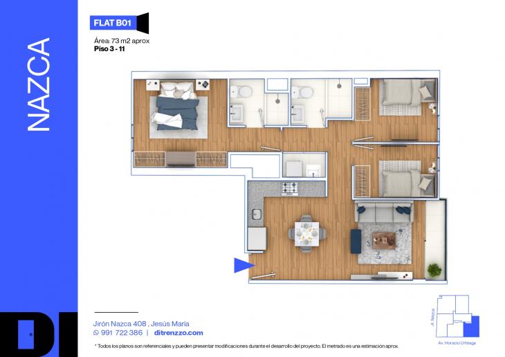 Plano del modelo B01 del proyecto NAZCA en Jesus Maria