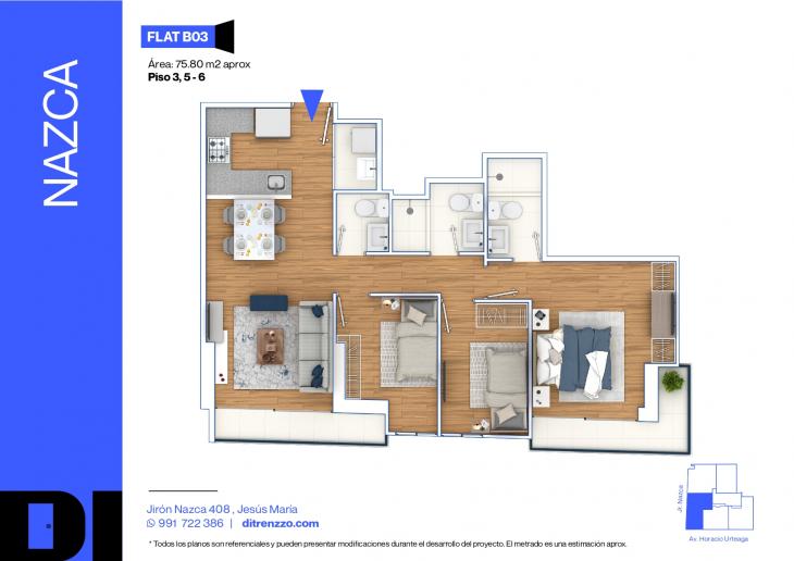 Plano del modelo B03 del proyecto NAZCA en Jesus Maria