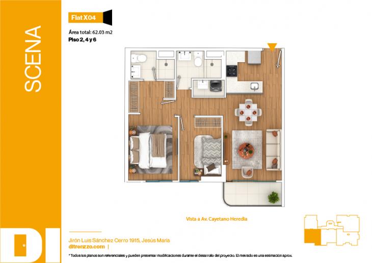 Plano del modelo X04 del proyecto SCENA en Jesus Maria