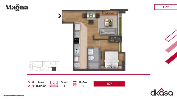 Plano del modelo 1107 del proyecto Magna en San Miguel