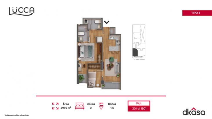Plano del modelo 1 del proyecto Lucca en San Miguel