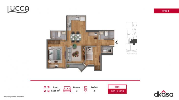 Plano del modelo 3 del proyecto Lucca en San Miguel