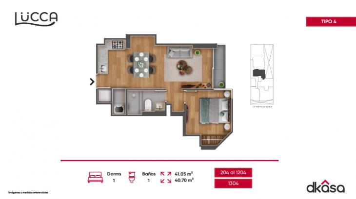 Plano del modelo 4 del proyecto Lucca en San Miguel