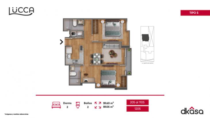 Plano del modelo 5 del proyecto Lucca en San Miguel