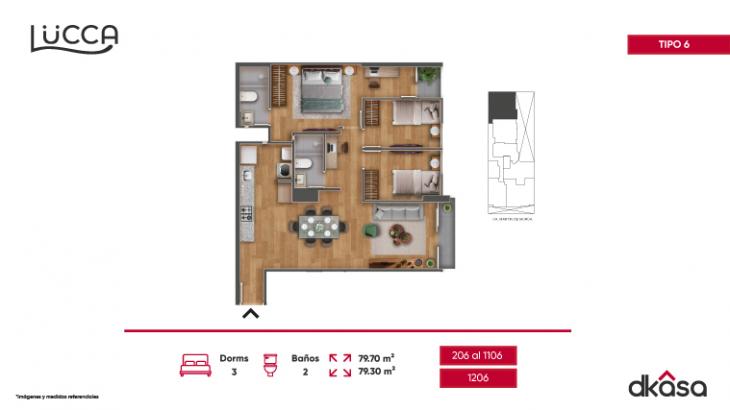 Plano del modelo 6 del proyecto Lucca en San Miguel