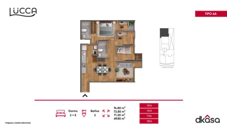 Plano del modelo 6A del proyecto Lucca en San Miguel