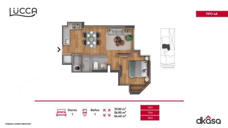 Plano del modelo 4A del proyecto Lucca en San Miguel