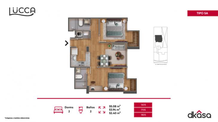 Plano del modelo 5A del proyecto Lucca en San Miguel
