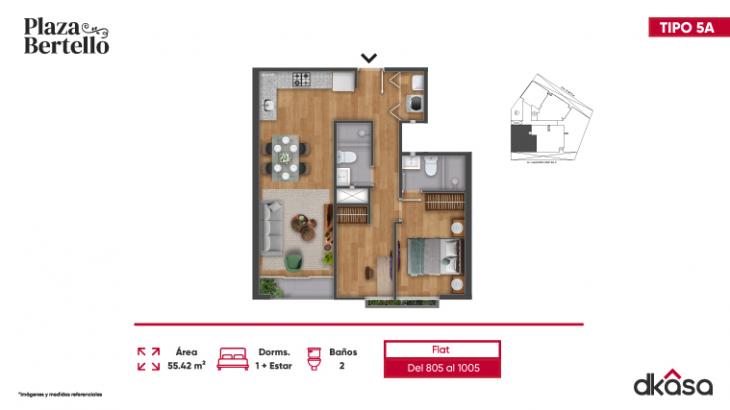 Plano del modelo X05A del proyecto Plaza Bertello en Cercado De Lima