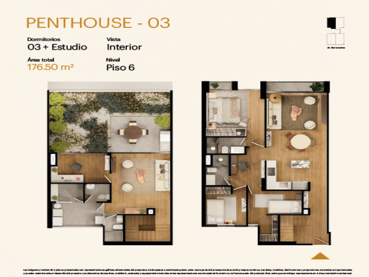 Plano del modelo DÚPLEX del proyecto Barrenechea (1035) en San Borja
