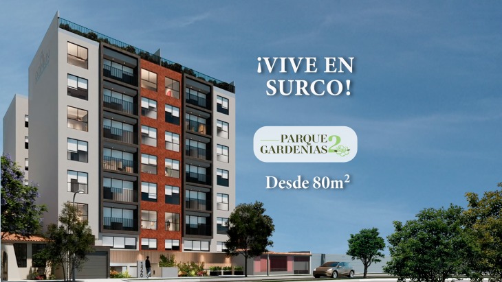 Fachada principal del proyecto Parque Gardenias 2 en Santiago De Surco