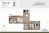 Plano del modelo Tipo 03 del proyecto Parque Gardenias 2 en Santiago De Surco