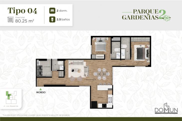 Plano del modelo Tipo 04 del proyecto Parque Gardenias 2 en Santiago De Surco