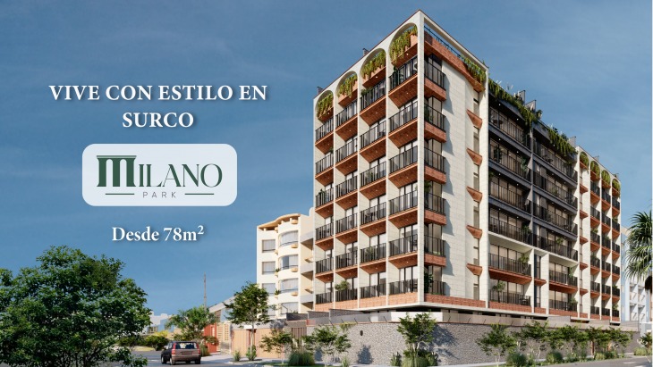 Fachada principal del proyecto Milano Park en Santiago De Surco