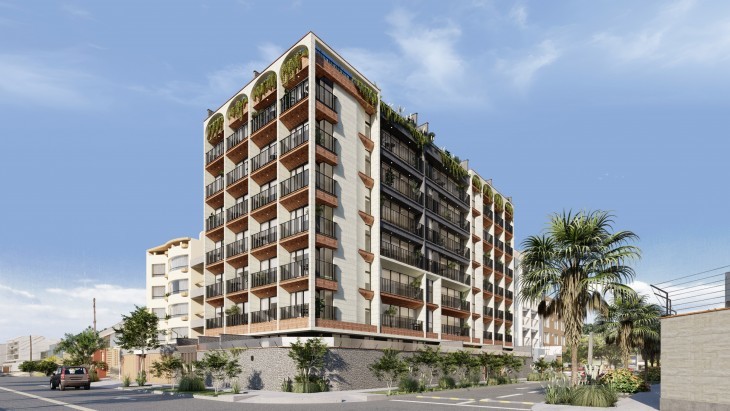 Fachada principal del proyecto Milano Park en Santiago De Surco