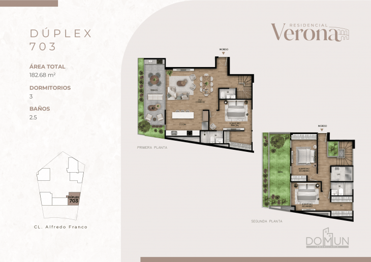 Plano del modelo Dúplex 703 del proyecto Residencial Verona en Santiago De Surco