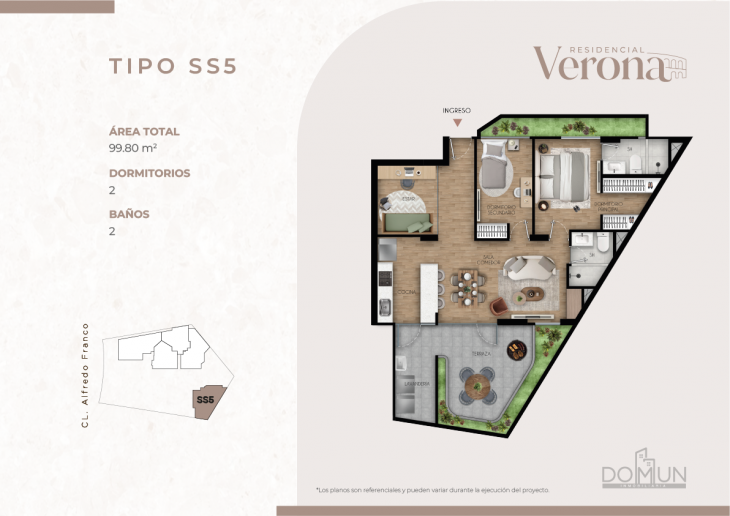 Plano del modelo SS5 del proyecto Residencial Verona en Santiago De Surco