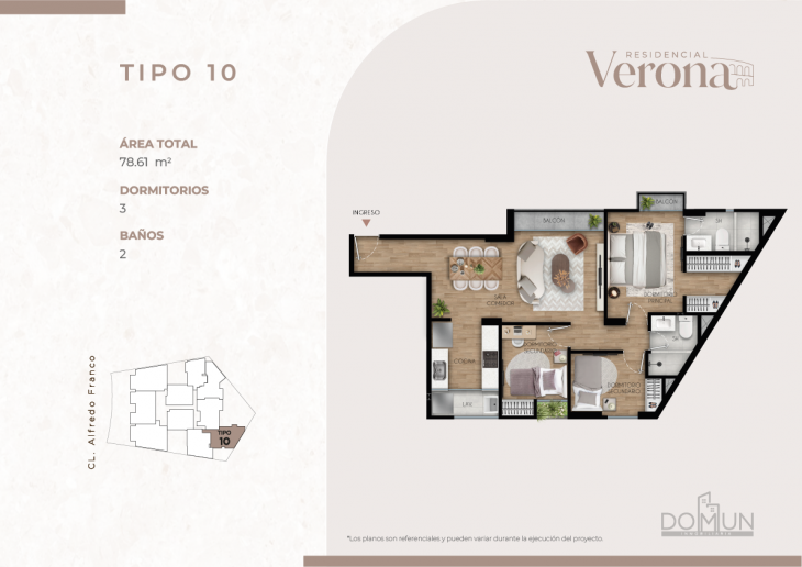 Plano del modelo TIPO 10 del proyecto Residencial Verona en Santiago De Surco