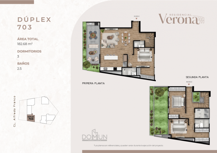 Plano del modelo Dúplex 703 del proyecto Residencial Verona en Santiago De Surco