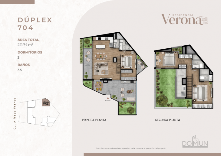 Plano del modelo Dúplex 704 del proyecto Residencial Verona en Santiago De Surco
