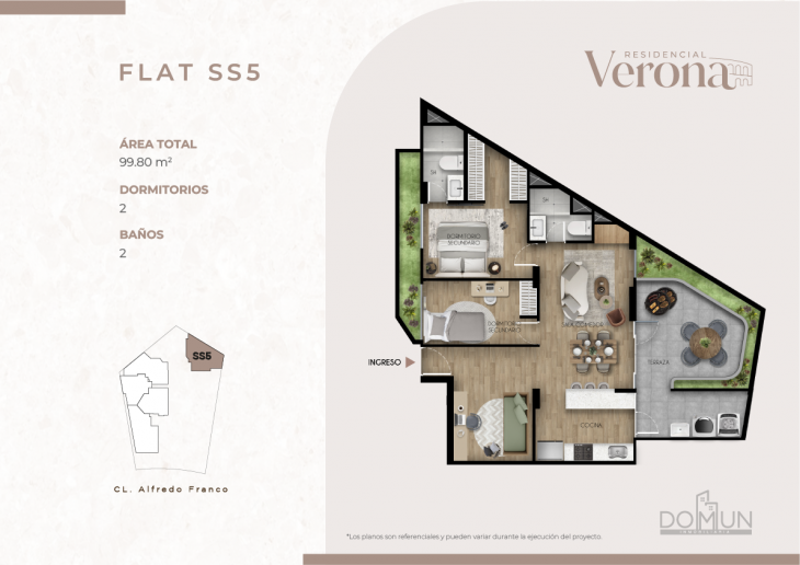 Plano del modelo SS5 del proyecto Residencial Verona en Santiago De Surco