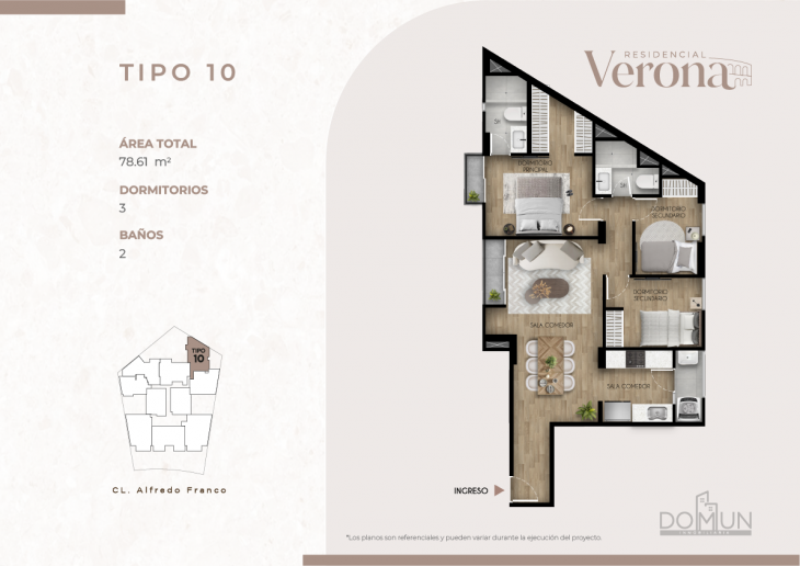Plano del modelo TIPO 10 del proyecto Residencial Verona en Santiago De Surco
