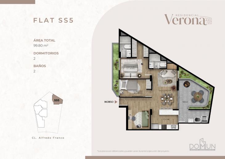 Plano del modelo SS5 del proyecto Residencial Verona en Santiago De Surco