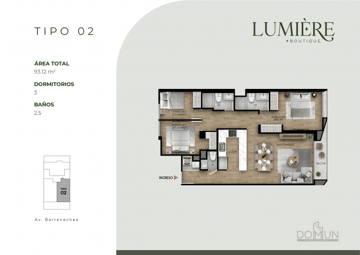 Plano del modelo TIPO 2 del proyecto Lumière en San Borja